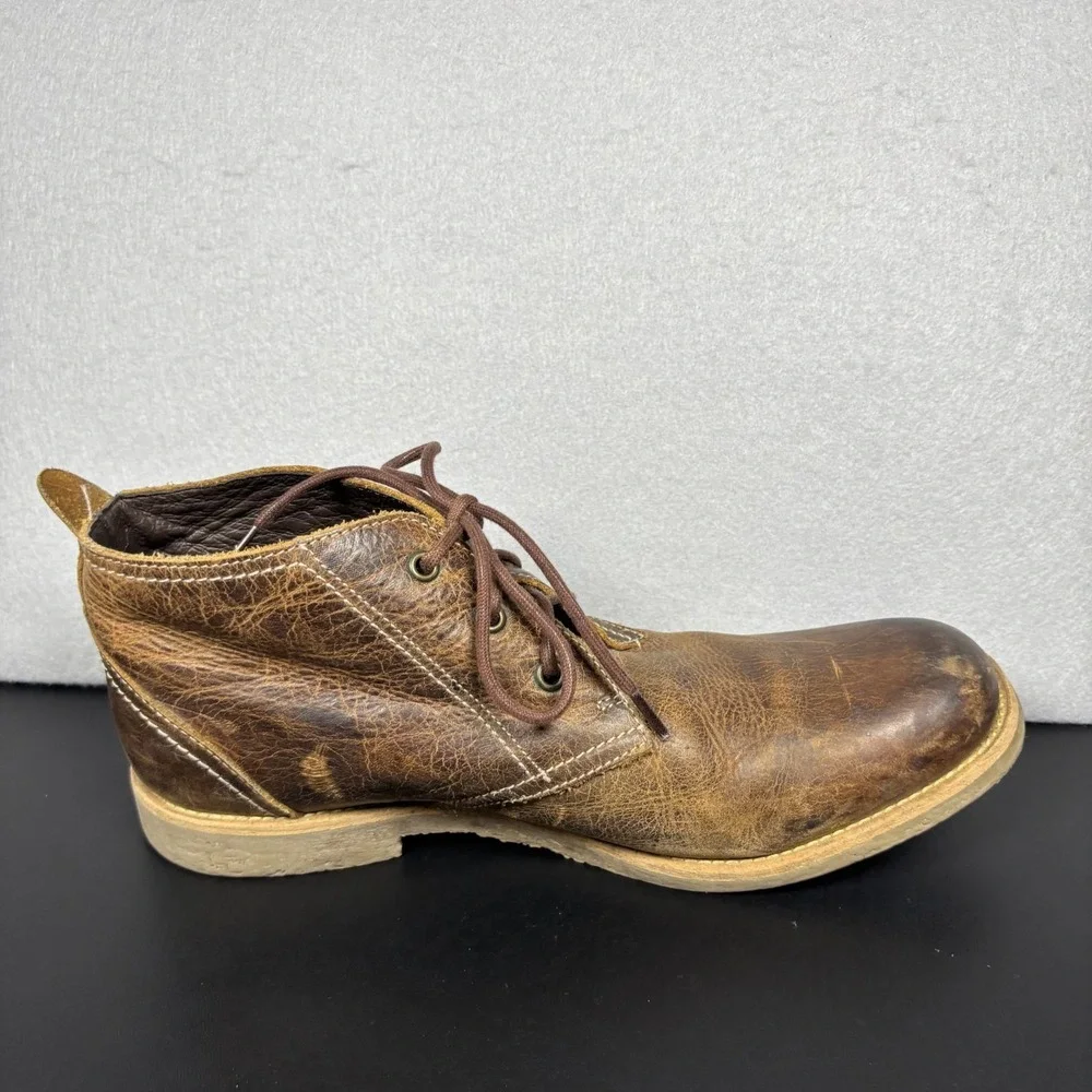 BED STU Draco Men's Leather Chukka Ankle Boots Distressed Brown Lace Up Size 11